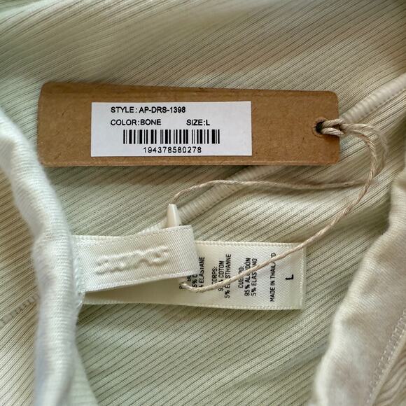 Skims Cotton RibTank Sleeveless Bodycon Bone Off White Dress Size Large NWT - Picture 6 of 6